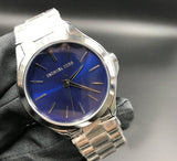 Michael Kors Slim Runway Quartz Blue Dial Silver Steel Strap Watch For Women - MK3379 Authentic Buy Shop Now