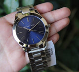 Michael Kors Slim Runway Quartz Blue Dial Silver Steel Strap Watch For Women - MK3379 Authentic Buy Shop Now