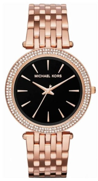 Michael Kors Darci Black Dial Rose Gold Steel Strap Watch for Women - MK3402 Authentic Buy Shop Now