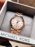 Michael Kors Slim Runway Rose Gold Dial Rose Gold Steel Strap Watch for Women - MK3513 Authentic Buy Shop Now