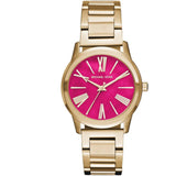 Michael Kors Hartman Quartz Pink Dial Gold Steel Strap Watch For Women - MK3520 Authentic Buy Shop Now