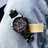 Michael Kors Slim Runway Black Dial Black Steel Strap Watch for Women - MK3589 Authentic Buy Shop Now