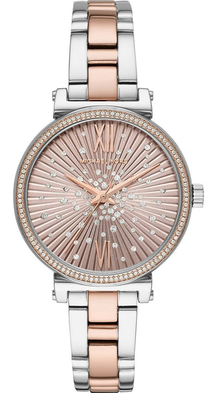 Michael Kors Sofie Quartz Rose Gold Dial Two Tone Steel Strap Watch For Women - MK3972 Authentic Buy Shop Now