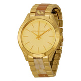 Michael Kors Slim Runway Gold Dial Two Tone Steel Strap Watch for Women - MK4300 Authentic Buy Shop Now