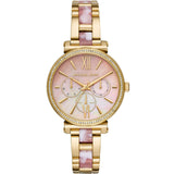 Michael Kors Sofie Crystals Mother of Pearl Pink Dial Two Tone Steel Strap Watch For Women - MK4344 Authentic Buy Shop Now