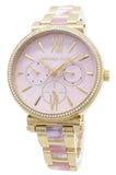Michael Kors Sofie Crystals Mother of Pearl Pink Dial Two Tone Steel Strap Watch For Women - MK4344 Authentic Buy Shop Now