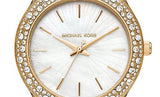 Michael Kors Liliane Mother of Pearl White Dial Gold Steel Strap Watch For Women - MK4555 Authentic Buy Shop Now
