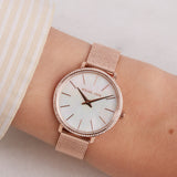Michael Kors Pyper Quartz Mother of Pearl White Dial Rose Gold Mesh Strap Watch For Women - MK4588 Authentic Buy Shop Now