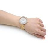Michael Kors Parker Mother of Pearl White Dial Gold Steel Strap Watch For Women - MK4693 Authentic Buy Shop Now