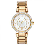 Michael Kors Parker Mother of Pearl White Dial Gold Steel Strap Watch For Women - MK4693 Authentic Buy Shop Now