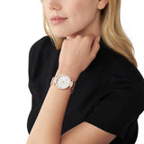Michael Kors Parker Three-Hand Mother of Pearl White Dial Rose Gold Steel Strap Watch For Women - MK4695 Authentic Buy Shop Now