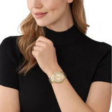 Michael Kors Harlowe Three-Hand Quartz Gold Dial Gold Steel Strap Watch For Women - MK4709 Authentic Buy Shop Now