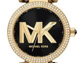 Michael Kors Parker Black Dial Cheetah Print Brown Leather Strap Watch For Women - MK4723 Authentic Buy Shop Now