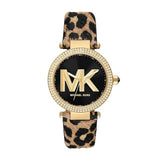 Michael Kors Parker Black Dial Cheetah Print Brown Leather Strap Watch For Women - MK4723 Authentic Buy Shop Now