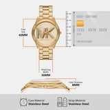 Michael Kors Runway Gold Dial Gold Steel Strap Watch For Women - MK4732 Authentic Buy Shop Now
