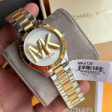 Michael Kors Slim Runway Three Hand Silver Dial Two Tone Steel Strap Watch For Women - MK4735 Authentic Buy Shop Now