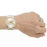 Michael Kors Slim Runway Three Hand Silver Dial Two Tone Steel Strap Watch For Women - MK4735 Authentic Buy Shop Now