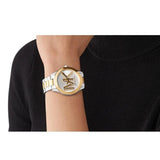 Michael Kors Slim Runway Three Hand Silver Dial Two Tone Steel Strap Watch For Women - MK4735 Authentic Buy Shop Now