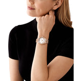 Michael Kors Sage Three-Hand Mother of Pearl White Dial Gold Steel Strap Watch for Women - MK4805 Authentic Buy Shop Now