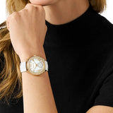 Michael Kors Sage Three-Hand Mother of Pearl White Dial White Leather Strap Watch for Women - MK4818 Authentic Buy Shop Now