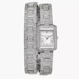 Michael Kors Emery Pave Double Wrap Crystals White Dial Silver Steel Strap Watch for Women - MK4836 Authentic Buy Shop Now
