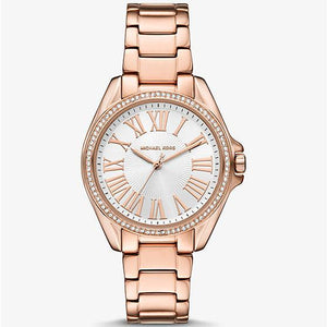 Michael Kors Kacie Three-Hand White Dial Rose Gold Steel Strap Watch for Women - MK4853 Authentic Buy Shop Now