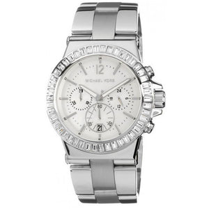 Michael Kors Dylan Glitz Chronograph White Dial Silver Steel Strap Watch For Women - MK5411 Authentic Buy Shop Now