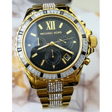 Michael Kors Everest Chronograph Black Dial Gold Steel Strap Watch For Women - MK5828 Authentic Buy Shop Now