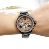 Michael Kors Wren Chronograph Gold Diamonds Dial Black Steel Strap Watch for Women - MK5879 Authentic Buy Shop Now