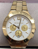 Michael Kors Wyatt Chronograph White Dial Gold Steel Strap Watch For Women - MK5933 Authentic Buy Shop Now