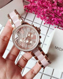 Michael Kors Wren Crystals Rose Gold Dial Rose Gold Steel Strap Watch for Women - MK6096 Authentic Buy Shop Now