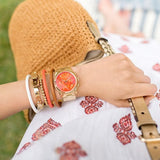 Michael Kors Runway Chronograph Orange Dial Gold Steep Strap Watch For Women - MK6162 Authentic Buy Shop Now