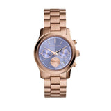 Michael Kors Runway Chronograph Purple Dial Rose Gold Steel Strap Watch For Women - MK6163 Authentic Buy Shop Now