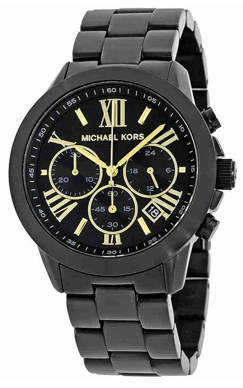 Michael Kors Brecken Chronograph Black Dial Black Steel Strap Watch for Women - MK6302 Authentic Buy Shop Now