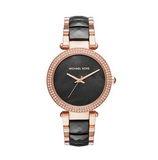 Michael Kors Parker Mother of Pearl Black Dial Two Tone Steel Strap Watch for Women - MK6414 Authentic Buy Shop Now
