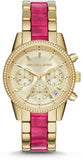 Michael Kors Ritz Chronograph Gold Dial Two Tone Steel Strap Watch For Women - MK6517 Authentic Buy Shop Now