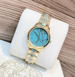 Michael Kors Petite Runway Mercer Blue Dial Gold Steel Strap Watch For Women - MK6673 Authentic Buy Shop Now