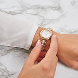 Michael Kors Runway Mercer Mother of Pearl White Dial Two Tone Steel Strap Watch For Women - MK6674 Authentic Buy Shop Now