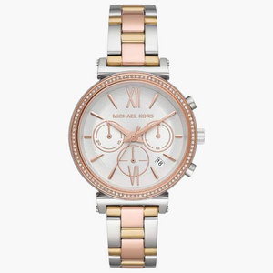 Michael Kors Sofie Chronograph White Dial Two Tone Steel Strap Watch For Women - MK6688 Authentic Buy Shop Now