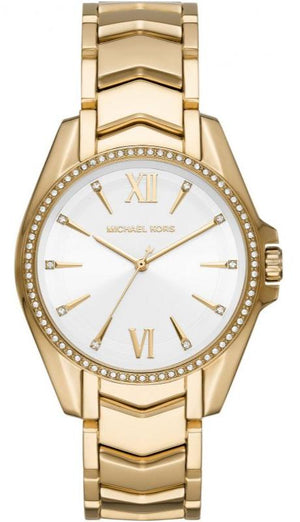 Michael Kors Whitney Three-Hand White Dial Gold Steel Strap Watch For Women - MK6693 Authentic Buy Shop Now