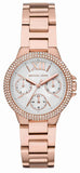 Michael Kors Camille Multifunction White Dial Rose Gold Steel Strap Watch For Women - MK6845 Authentic Buy Shop Now