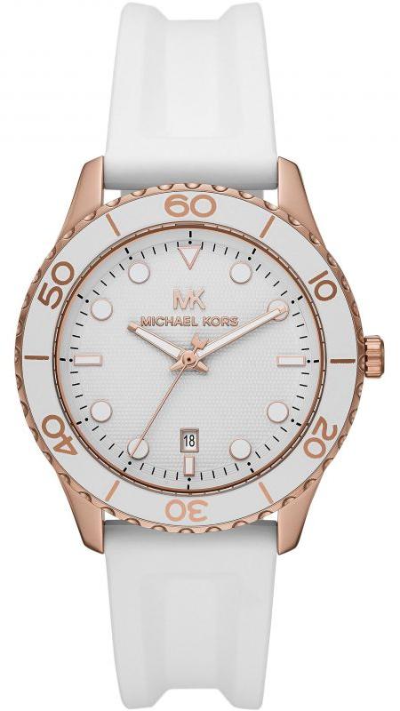 Michael Kors Runway Quartz White Dial White Rubber Strap Watch For Women - MK6853 Authentic Buy Shop Now