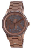 Michael Kors Ritz Analog Crystals Silver Dial Rose Gold Steel Strap Watch for Women - MK6863 Authentic Buy Shop Now