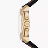Michael Kors Sidney Multifunction White Dial Brown Leather Strap Watch For Women - MK6948 Authentic Buy Shop Now