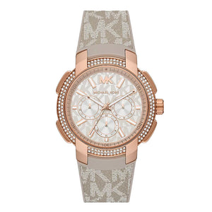 Michael Kors Sidney Chronograph White Dial Beige Leather Strap Watch For Women - MK6949 Authentic Buy Shop Now