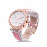 Michael Kors Parker Chronograph White Dial Two Tone Leather Strap Watch For Women - MK6951 Authentic Buy Shop Now