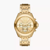 Michael Kors Wren Chronograph Gold Dial Gold Steel Strap Watch for Women - MK6952 Authentic Buy Shop Now