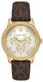 Michael Kors Tibby Multifunction Gold Dial Brown Leather Strap Watch For Women - MK6966 Authentic Buy Shop Now