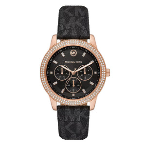 Michael Kors Tibby Multifunction Black Dial Black Leather Strap Watch For Women - MK6968 Authentic Buy Shop Now