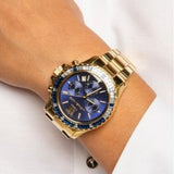 Michael Kors Everest Chronograph Blue Dial Gold Steel Strap Watch For Women - MK6971 Authentic Buy Shop Now